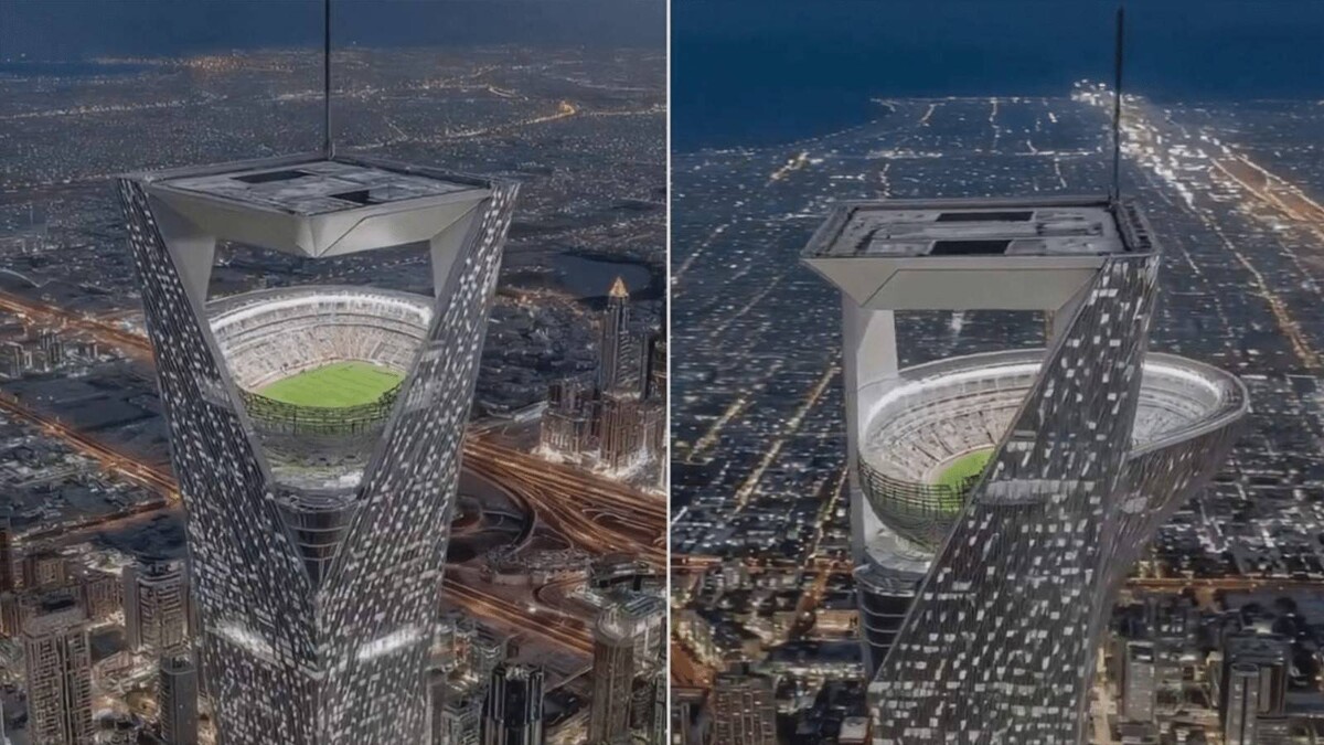 Video of Massive Football Stadium on Skyscraper Roof