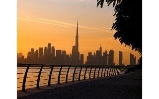 Dubai Sunset: Sun Behind Burj Khalifa