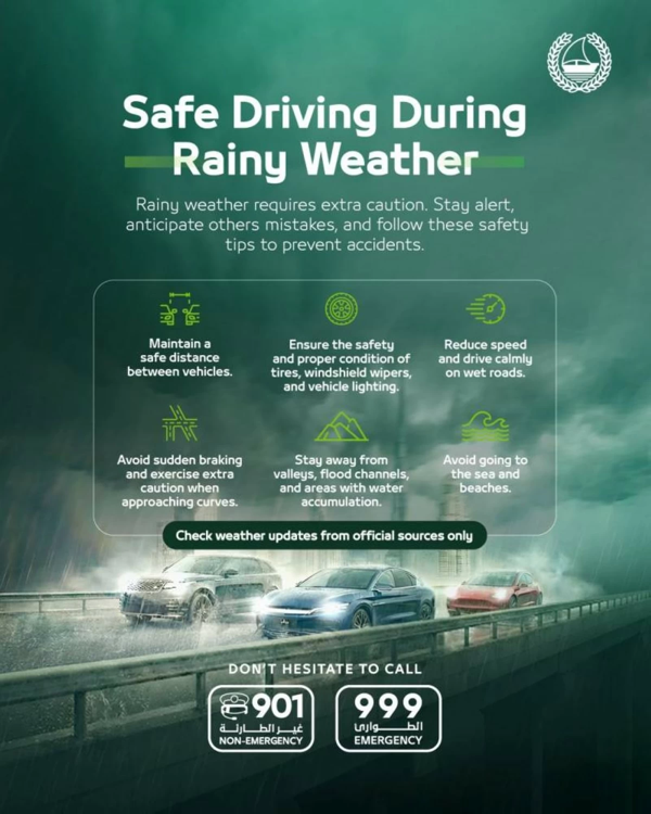 Dubai Police Issues Weather Advisory